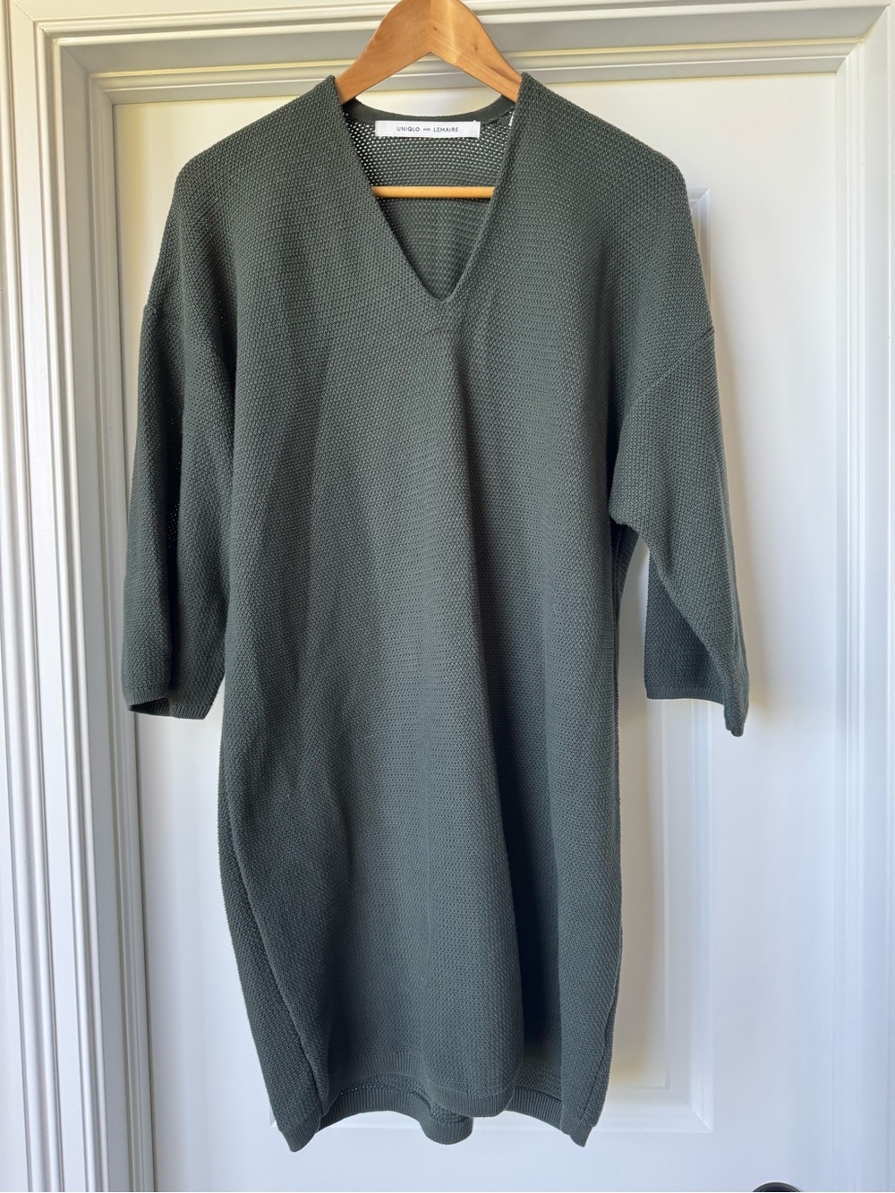 UNIQLO AND LEMAIRE Supima Cotton V-Neck Tunic Sweater or Dress Green M
